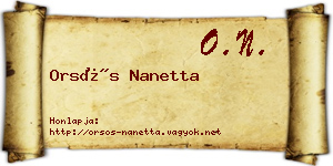 Orsós Nanetta névjegykártya